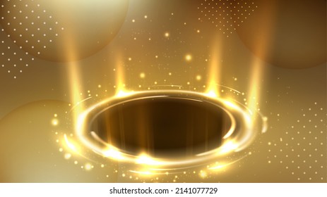 Rotating Gold rays with sparks Background. Suitable for product advertising, product design, and other. Widescreen Vector illustration