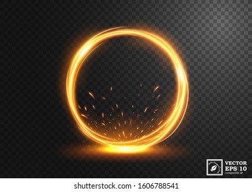 Rotating golden shiny with sparks. Suitable for product advertising, product design, and other. Vector Illustration