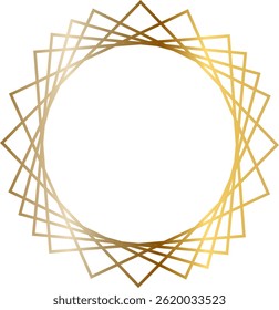Rotating golden squares create an elegant and minimalist circular frame, perfect for highlighting text or images with a touch of modern luxury