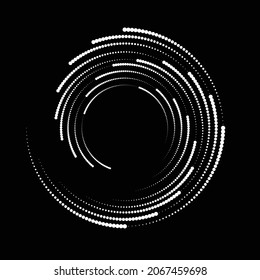 Rotating halftone dots in Spiral Form for comic books . fireworks Explosion background . Vector Illustration . Starburst round Logo . Spiral Design element . Abstract Geometric star rays . Sunburst .