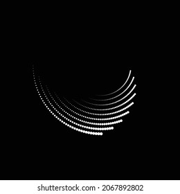 Rotating halftone dots in Spiral Form for comic books . Twirl background . Vector Illustration . Round concentric Logo . Spiral Design element . Abstract Geometric vortex.