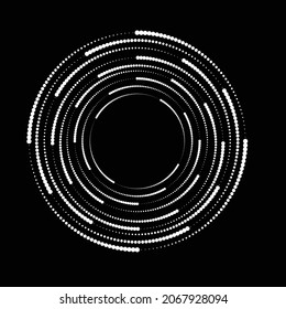 Rotating halftone dots in Spiral Form for comic books . Twirl background . Vector Illustration . Round Logo . Spiral Design element . Abstract Geometric vortex.