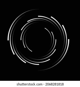 Rotating halftone dots in Spiral Form for comic books . Twirl background . Vector Illustration . Round Logo . Spiral Design element . Abstract Geometric vortex.