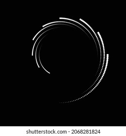 Drehende Halftonpunkte in Spiralform für Comics . Trüblicher Hintergrund. Vektorgrafik . Rundlogo . Spiraldesign-Element . Abstrakter geometrischer Vortex.