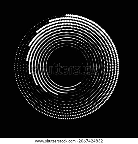 Rotating halftone dots in Spiral Form for comic books . fireworks Explosion background . Vector Illustration . Starburst round Logo . Spiral Design element . Abstract Geometric star rays . Sunburst .