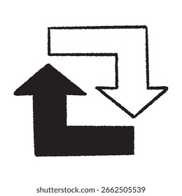 Rotating hand drawn arrow vector