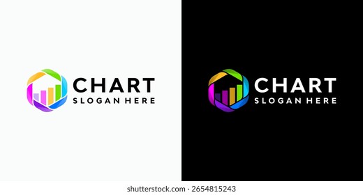 Diseño giratorio del logotipo del Vector de la tabla de crecimiento de la forma del hexágono con estilo moderno, simple, limpio y abstracto. Icono para negocios, inversión y marca personal.