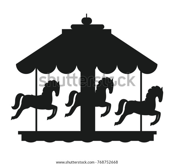 Download Rotating Horses Merrygoround Carousel Black Silhouette ...