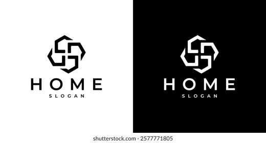 Rotating house logo vector. Suitable for real estate, construction and others.