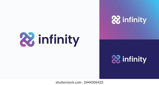 Diseño del logotipo del Vector del emblema del infinito giratorio con estilo moderno, simple, limpio y abstracto.