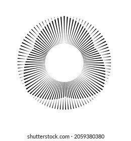 Drehlinien in Spiralform für Comics . Feuerwerk Explosionshintergrund . Vektorgrafik . Starburst-Rundlogo. Spiraldesign-Element . Abstrakte geometrische Sternchen . Sonnenbrand.