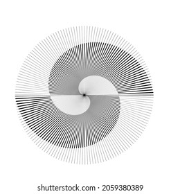 Rotating Lines in Spiral Form for comic books . fireworks Explosion background . Vector Illustration . Starburst round Logo . Spiral Design element . Abstract Geometric star rays . Sunburst .