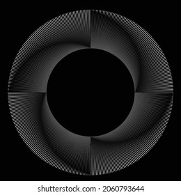 Rotating Lines in Spiral Form for comic books . fireworks Explosion background . Vector Illustration . Starburst round Logo . Spiral Design element . Abstract Geometric star rays . Sunburst .
