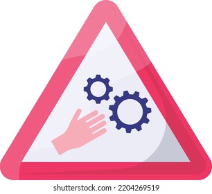 Maquinaria giratoria Concepto de triángulo rojo, diseño de iconos de vectores de piezas móviles, signo de advertencia de guía de tráfico moderno, símbolo reglamentario y reconocible, ilustración de material de señalización vial obligatoria