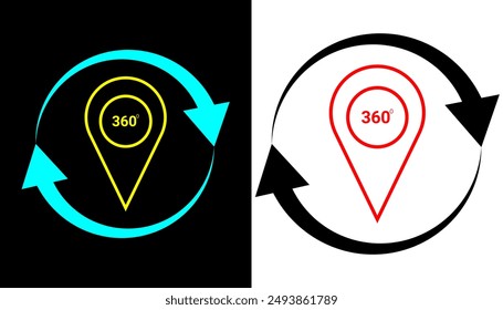 Rotating map pin anywhere and anytime icon illustration.