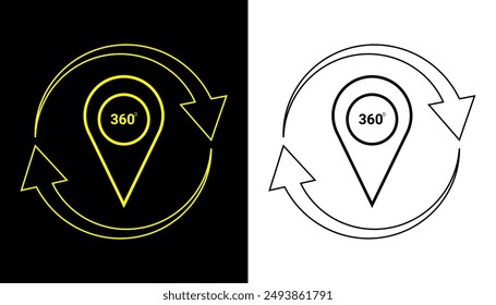 Rotating map pin anywhere and anytime icon illustration.