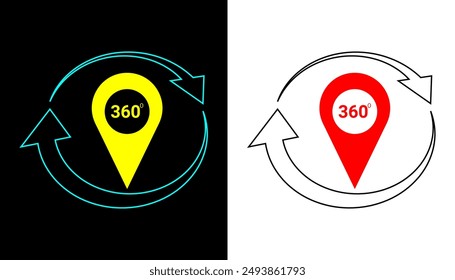 Rotating map pin anywhere and anytime icon illustration.