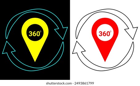 Rotating map pin anywhere and anytime icon illustration.