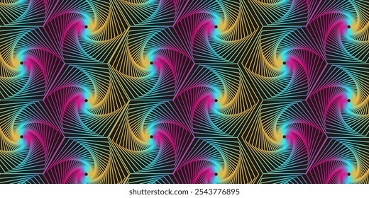 Drehende Bewegung und 3D-Illusion im abstrakten Op Art Design. Vektorgrafik mit Streifenlinienmustern