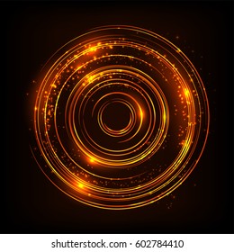 Rotating orange light shiny with sparkles, Suitable for product advertising, product design, and other. Vector Illustration