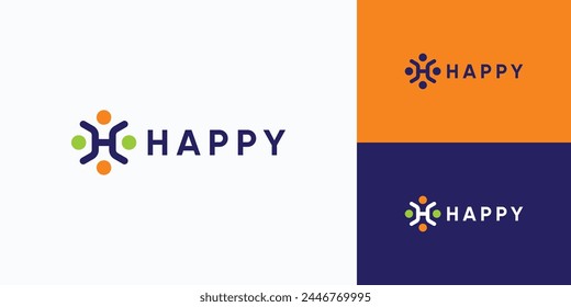 Rotating person shape letter H vector logo design with modern, simple, clean and abstract style.