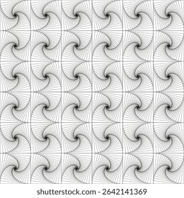 Rotating petal pattern. Smooth abstract swirl. White decorative texture. Vector symmetry design.