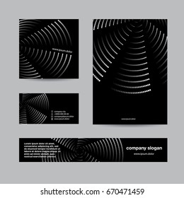 Rotating Propeller Residual trace of luminous dots. Black Branding and corporate identity set.