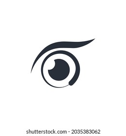 Rotating pupil eye. Viewing, observation. Vector illustration isolated on white background.