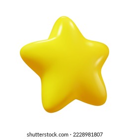 Rotating realistic star, golden icon for games and applications. Isolated award or rating, symbol of review and feedback. Vector in three dimensional 3d style