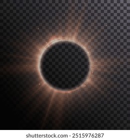 Rotating ring with shiny bright rays. Bright golden flash. Solar light explosion effect.