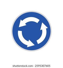 Rotating road sign symbol on white background. Vector Illustration