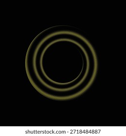 Círculos abstractos de oro del marco redondo giratorio sobre fondo negro