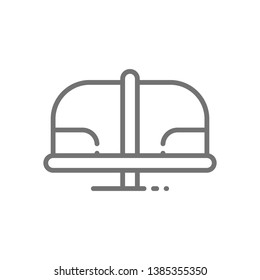 Rotating roundabout carousel, amusement ride for kids playground line icon.