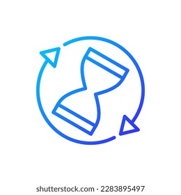 Rotating sand clock pixel perfect gradient linear vector icon. Spinning sandglass. Waiting, loading process. Thin line color symbol. Modern style pictogram. Vector isolated outline drawing