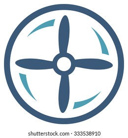 Rotating Screw vector icon. Style is bicolor flat symbol, cyan and blue colors, rounded angles, white background.