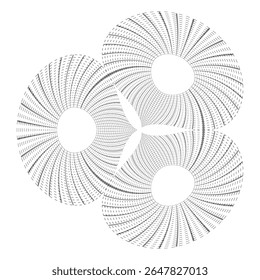 Rotating shape patterns. Abstract spiral forms. Dynamic Vector elements. Geometric motion graphics.