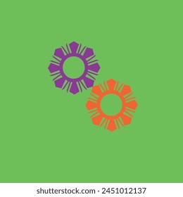 rotating shapes in orange and purple