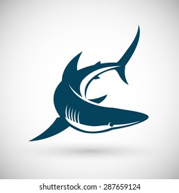 Rotating shark sign logo on a white background