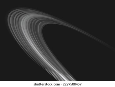 Rotating shining waves of speed. Dynamic white motion wave. Glowing spiral lines effect. Curved line light. Glittering wavy trail. Swirling glow neon trails. Sparkling swirl with flare sparkles vector