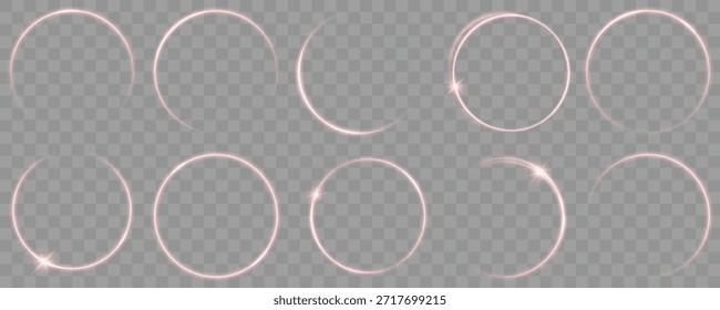 Anillos brillantes giratorios. Giro rojo claro. Verde claro pedistal, podio, plataforma, mesa. Una Formación Celestial de Radiante. El efecto de las líneas abstractas de alta velocidad. Círculos holográficos de plasma. Vector.