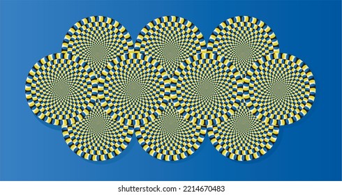 Rotating snakes illusion. Vector illustration.