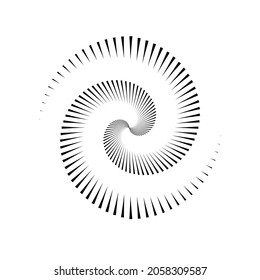 Líneas de velocidad de rotación en forma de espiral para historietas . fuegos artificiales Fondo de explosión . Ilustración vectorial. Logotipo circular Starburst. Elemento de diseño espiral . Resumen Rayos de estrellas geométricas . Salto de sol.