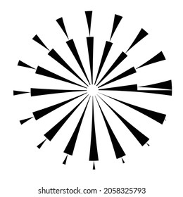 Rotating speed Lines in Spiral Form for comic books . fireworks Explosion background . Vector Illustration . Starburst round Logo . Spiral Design element . Abstract Geometric star rays . Sunburst .