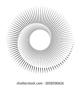 Rotating speed Lines in Spiral Form for comic books . fireworks Explosion background . Vector Illustration . Starburst round Logo . Spiral Design element . Abstract Geometric star rays . Sunburst .