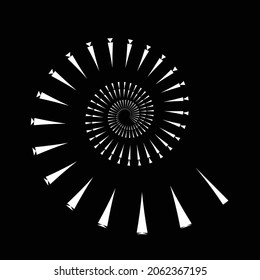 Drehende Geschwindigkeitslinien in Spiralform für Comicbücher . Feuerwerk Explosionshintergrund . Vektorgrafik . Starburst-Rundlogo. Spiraldesign-Element . Abstrakte geometrische Spiralform. 