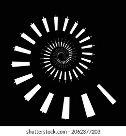 Rotating speed Lines in Spiral Form for comic books . fireworks Explosion background . Vector Illustration . Starburst round Logo . Spiral Design element . Abstract Geometric spiral shape . 