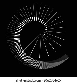 Rotating speed Lines in Spiral Form for comic books . fireworks Explosion background . Vector Illustration . Starburst round Logo . Spiral Design element . Abstract Geometric spiral shape . 