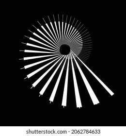 Rotating speed Lines in Spiral Form for comic books . fireworks Explosion background . Vector Illustration . Starburst round Logo . Spiral Design element . Abstract Geometric spiral shape . 