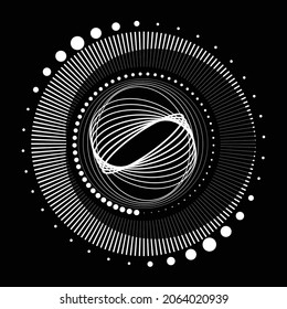 Drehende Geschwindigkeitslinien in Spiralform für Comicbücher . Feuerwerk Explosionshintergrund . Vektorgrafik . Starburst-Rundlogo. Spiraldesign-Element . Abstrakte geometrische Sternchen . Sonnenbrand.