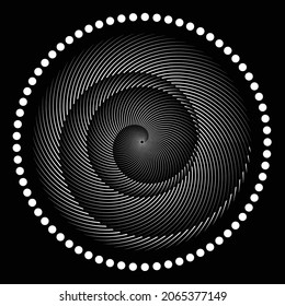 Drehende Geschwindigkeitslinien in Spiralform für Comicbücher . Feuerwerk Explosionshintergrund . Vektorgrafik . Starburst-Rundlogo. Spiraldesign-Element . Abstrakte geometrische Sternchen . Sonnenbrand.